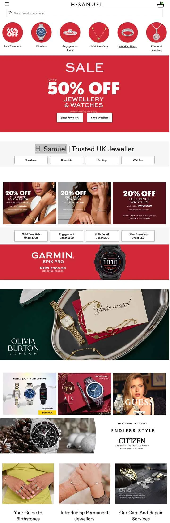 H.サミュエル公式ウェブサイト：信頼できる英国の宝石商