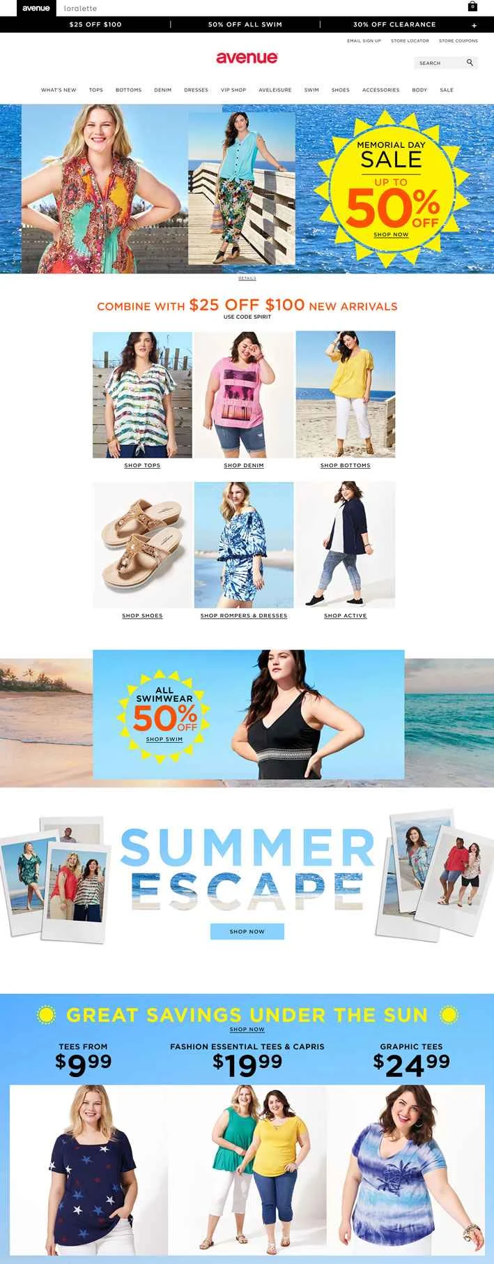 米国を拠点とするプラスサイズの女性向けファッションのオンライン小売業者、Avenue。