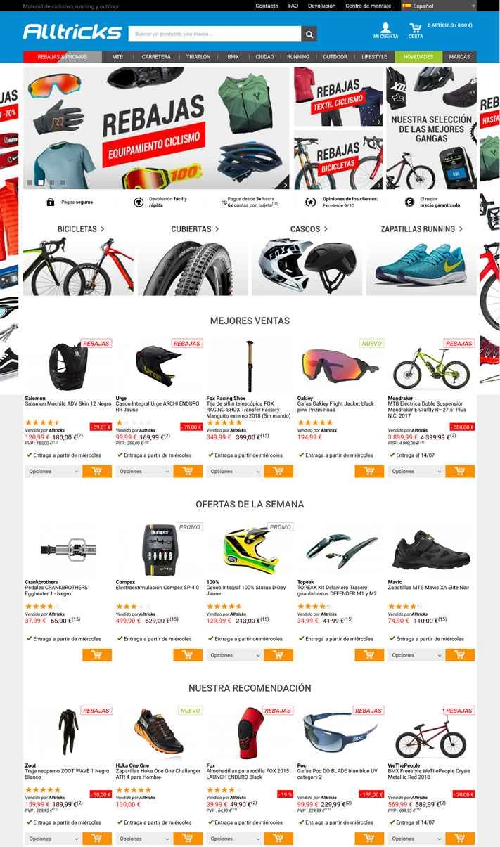 スペインの自転車とランニングの店：Alltricks