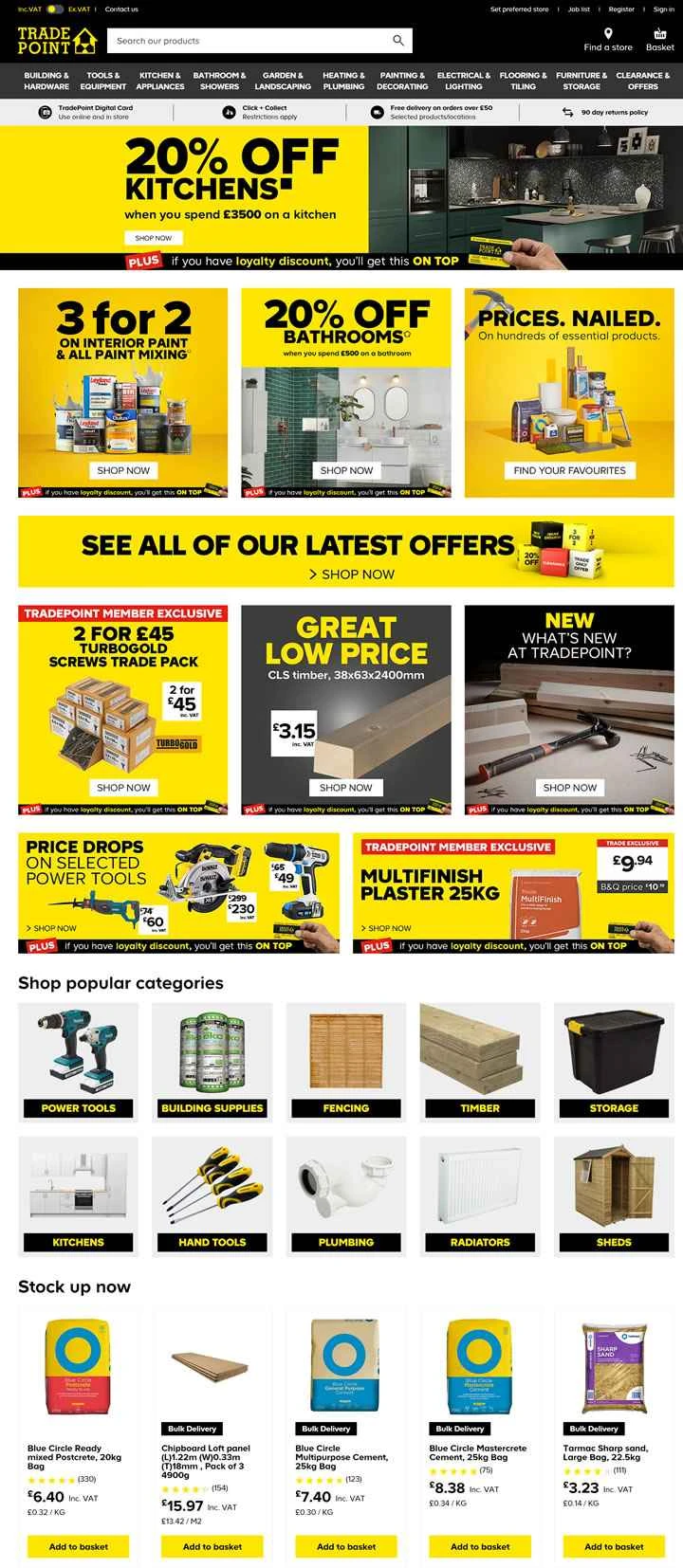 英国の建築資材ショッピングサイト：TradePoint