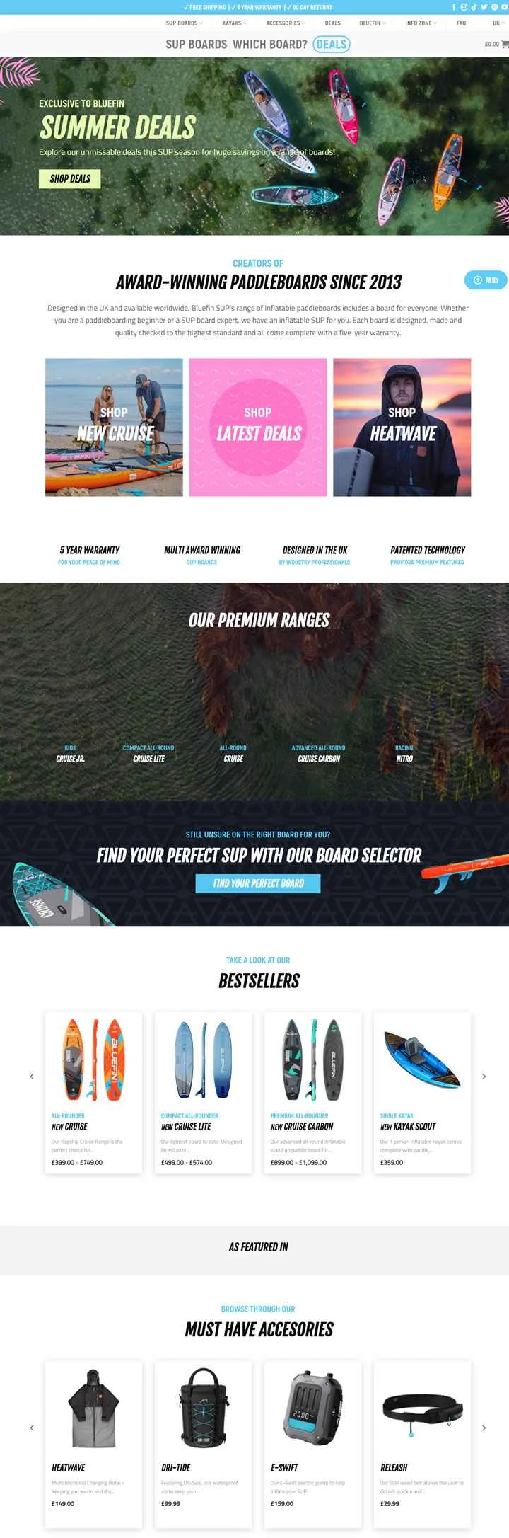 Bluefin SUP UK: 誰でも楽しめるスタンドアップパドルボード