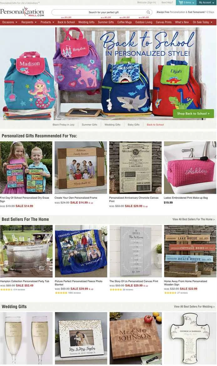 Personalization Mall は、アメリカを代表するパーソナライズされたギフト マーケットプレイスです。
