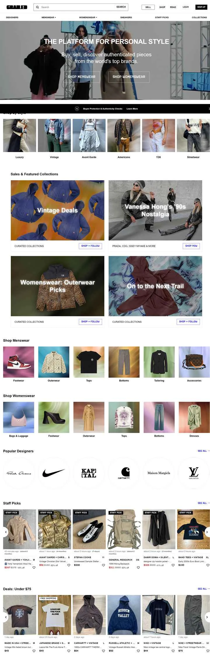 ストリートウェアとラグジュアリーファッションのマーケットプレイス：Grailed