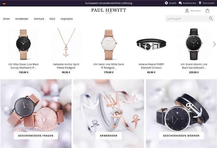 ポールヒューイットウォッチ（アメリカ）：アンカーモチーフが特徴的な北ドイツ発のファッショナブルなライフスタイルアクセサリーブランド。