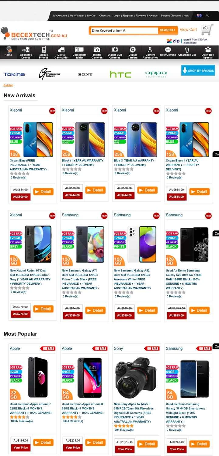 オーストラリアの電子機器小売業者：BecexTech.com.au