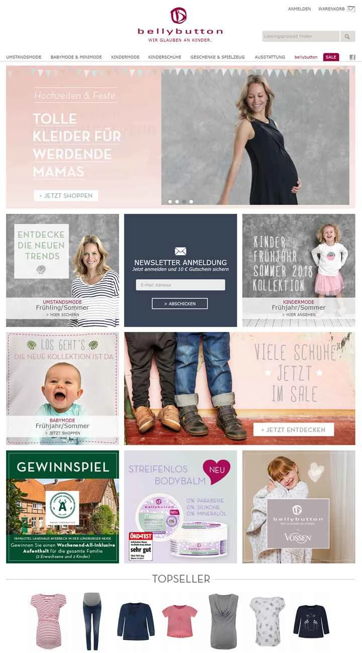 Bellybutton は、マタニティ服と子供服を扱うドイツのオンライン ストアです。
