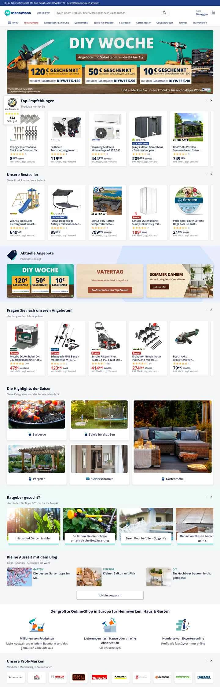ManoMano ドイツ: DIY、家庭用品、園芸用品を扱うヨーロッパ最大のオンライン ストア。