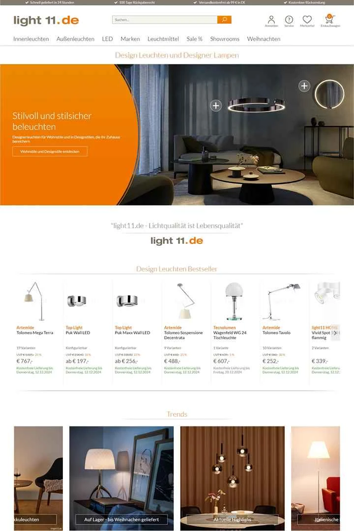 ドイツのデザイナー照明オンラインストア：light11.de