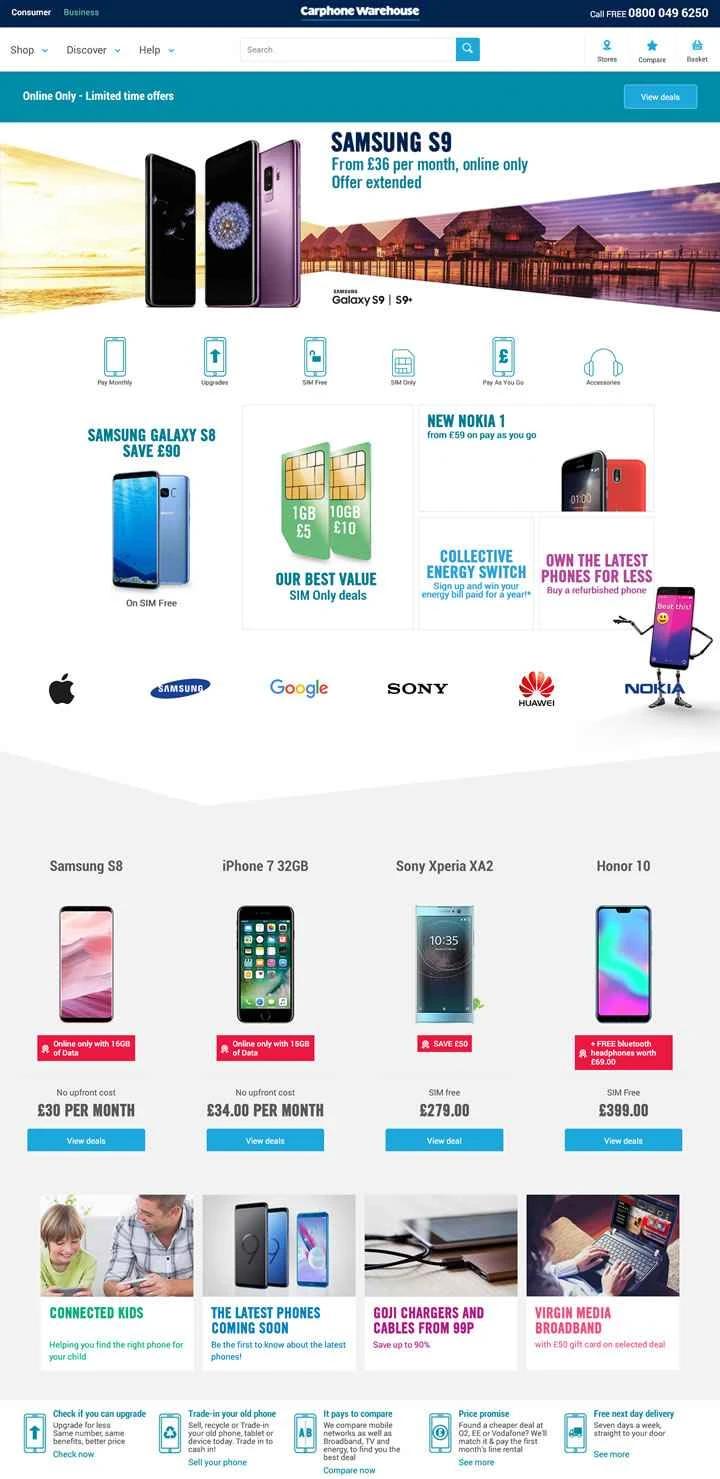 英国の携帯電話販売店：Carphone Warehouse