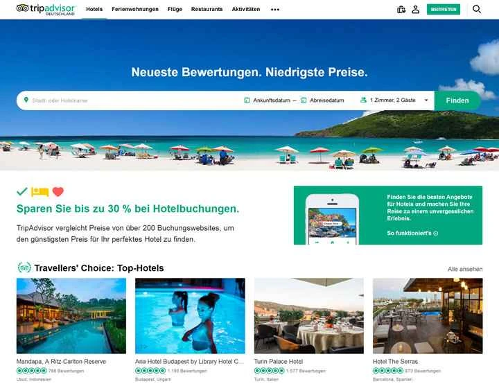 トリップアドバイザー ドイツ: 世界有数の旅行ウェブサイト