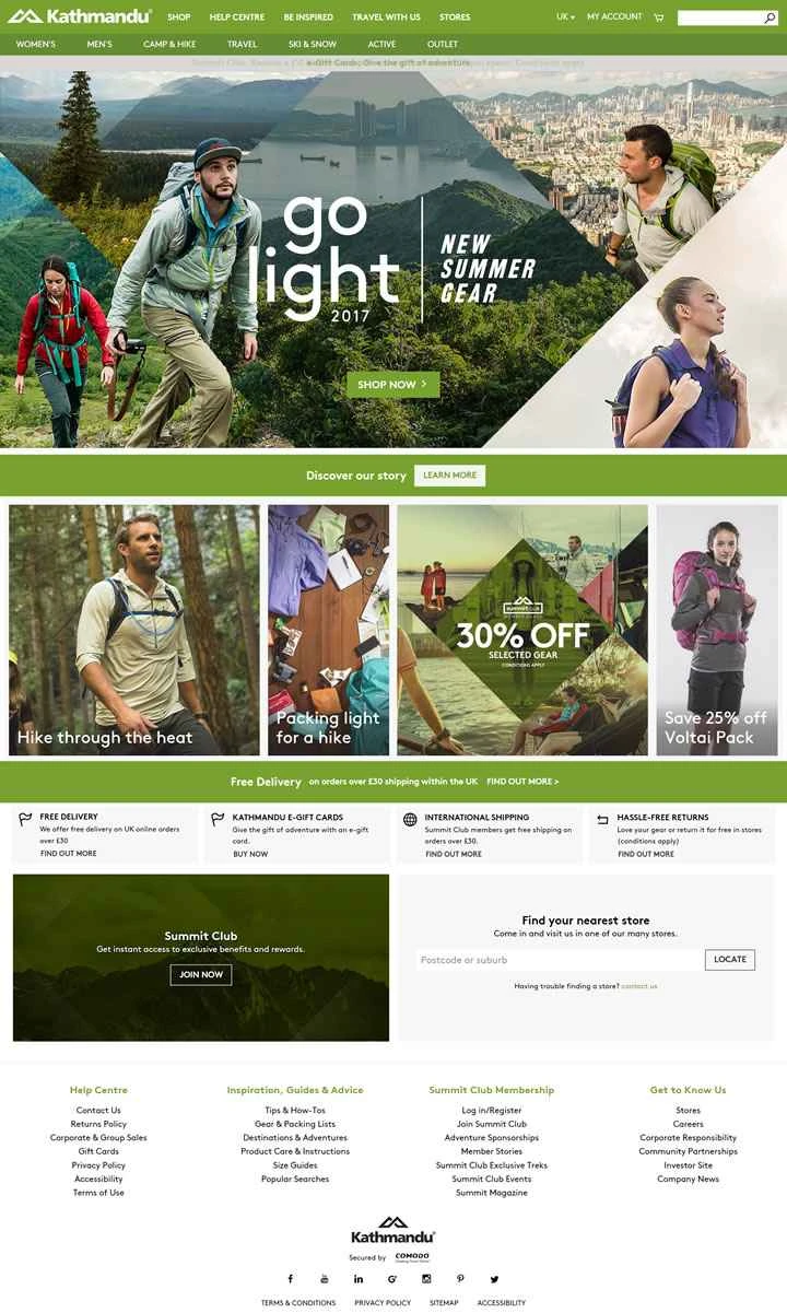 カトマンズUKウェブサイト: ニュージーランドのアウトドアスポーツブランド