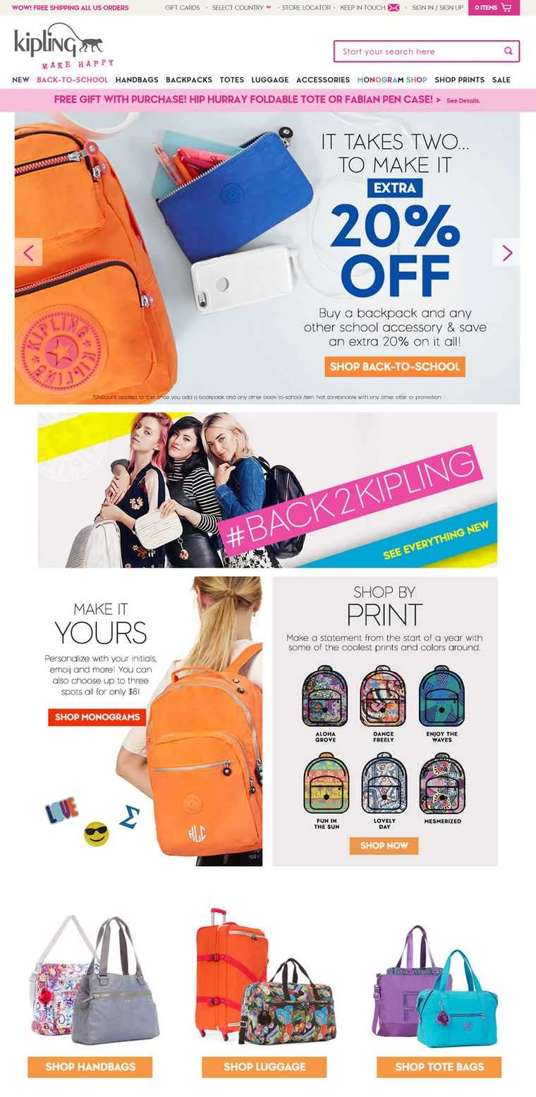 Kipling US公式サイト：世界的に有名なファッションとカジュアルバッグのブランド
