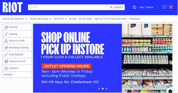 オーストラリア最大の美術工芸用品小売業者、Riot Art & Craft。