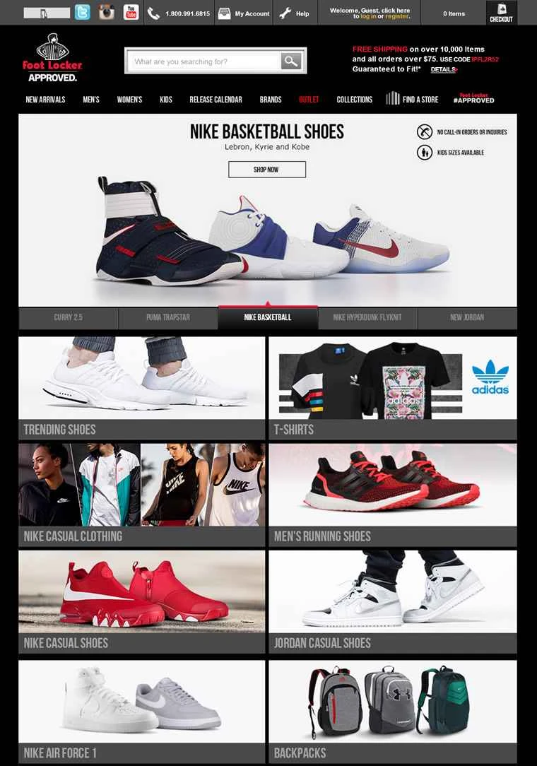 アメリカの有名なスポーツウェア小売業者、フットロッカー