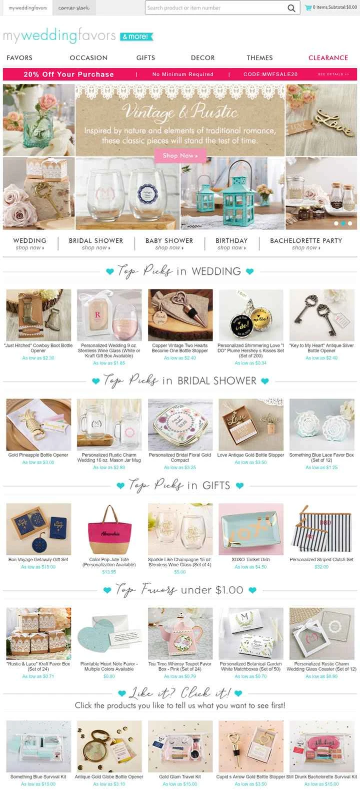 MyWeddingFavors、アメリカのウェディングギフトウェブサイト