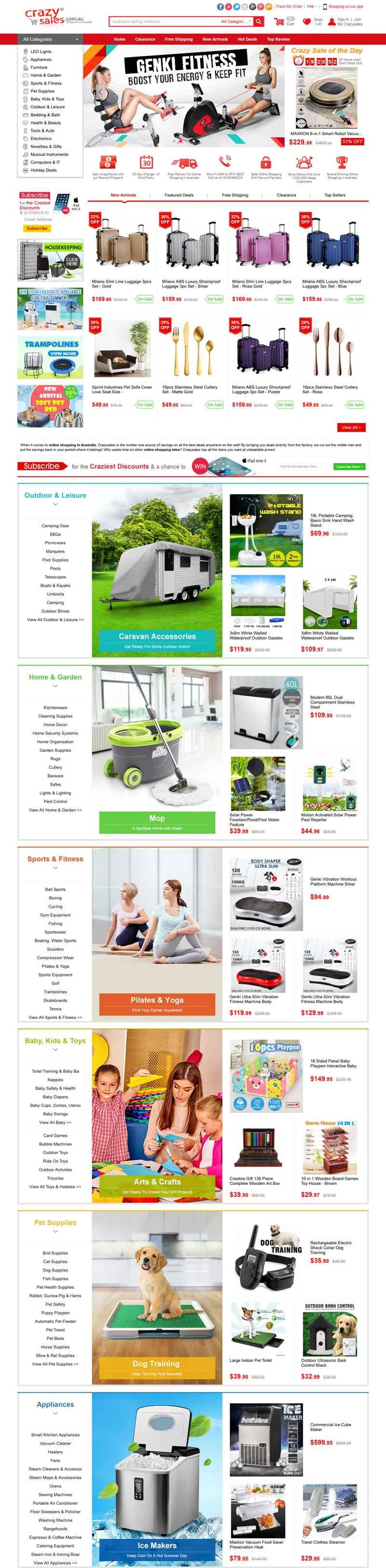 CrazySales、手頃な価格のオーストラリアのホームショッピングウェブサイト