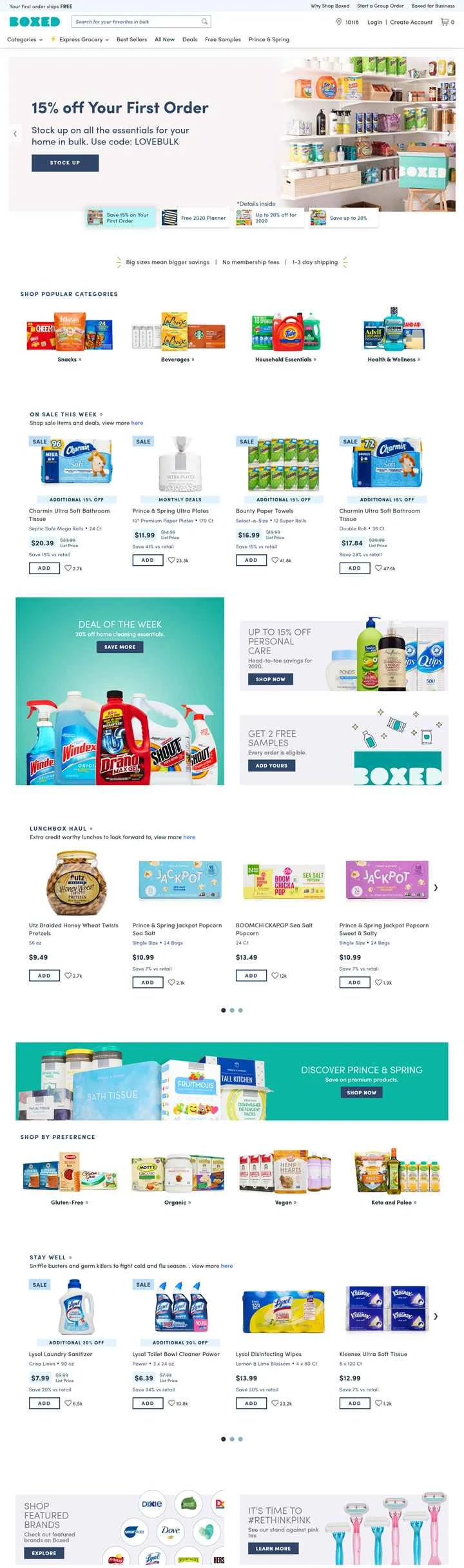 Boxed（モバイルコストコ）：米国のオンラインおよびモバイルの無料会員制卸売小売業者