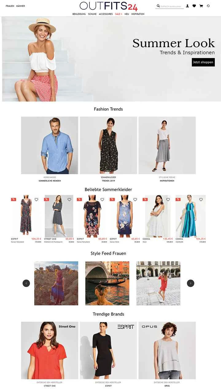 Outfits24 は、衣料品、靴、アクセサリーを扱うドイツ最大級のオンライン ストアの 1 つです。