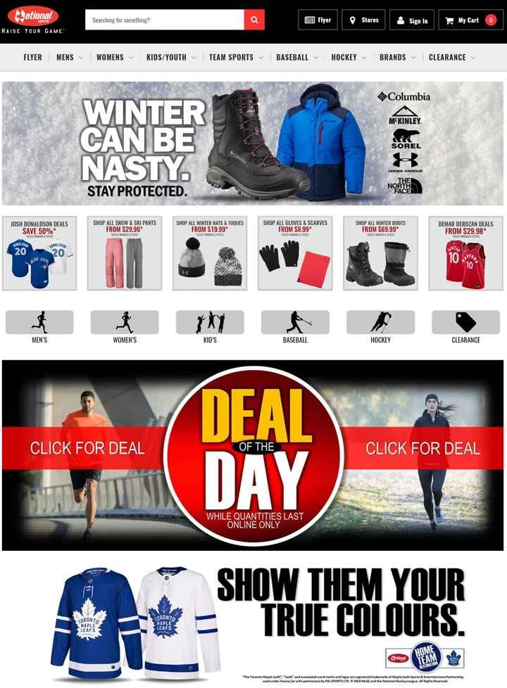 カナダの全国スポーツショッピングウェブサイト「ナショナルスポーツ」
