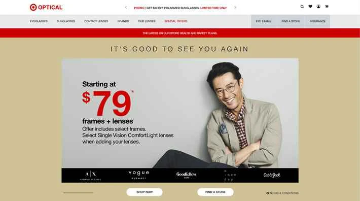 アメリカの有名なアイウェアウェブサイト「Target Optical」