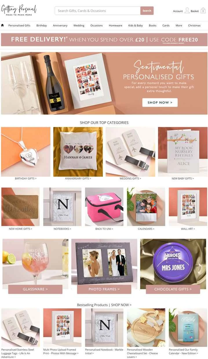 英国を代表するオンラインギフトショップ「Getting Personal」