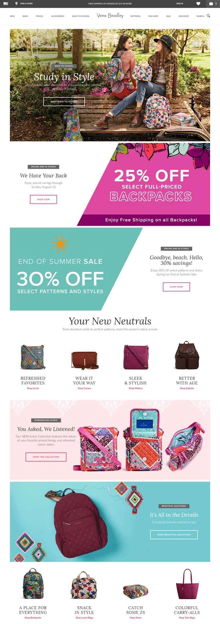 アメリカの花柄ファブリックバッグブランド：ヴェラ・ブラッドリー