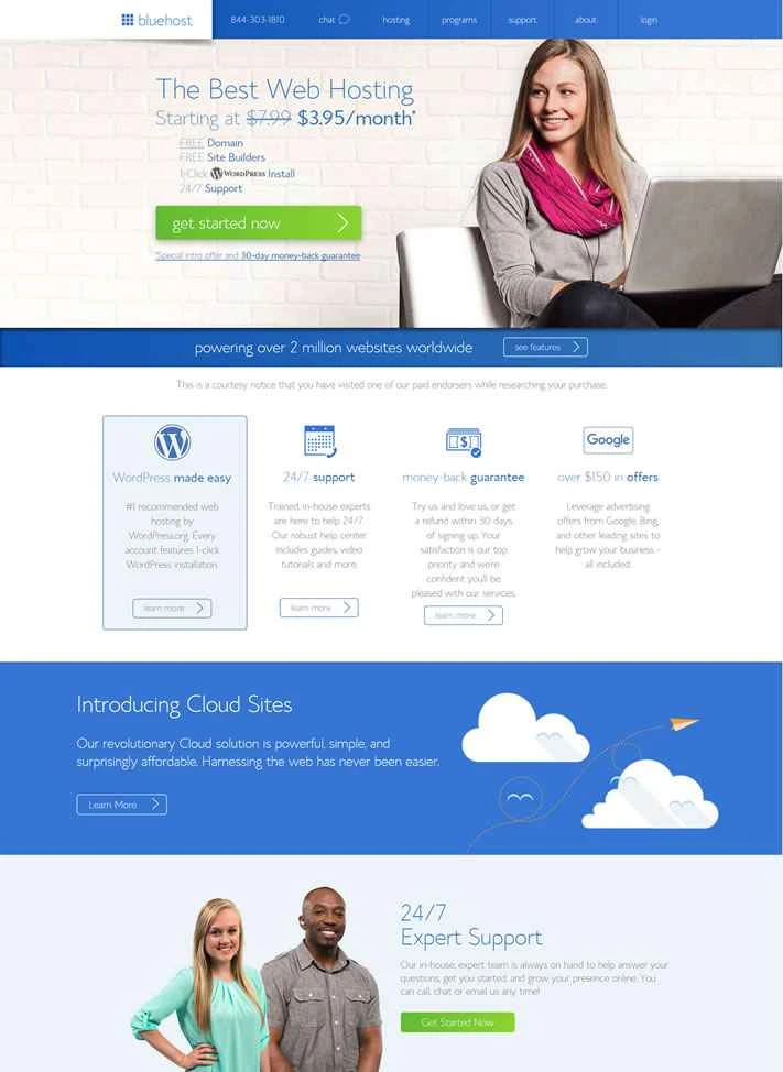 BlueHost は、米国を拠点とする人気の外国貿易向け Web ホスティング サービスです。