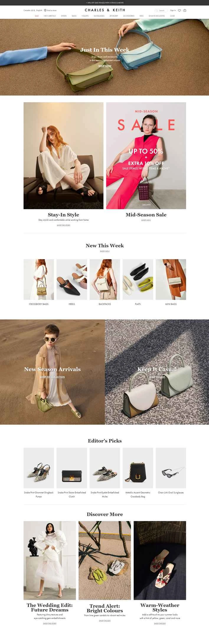 CHARLES & KEITH カナダ公式サイト：シンガポールのファッションブランド