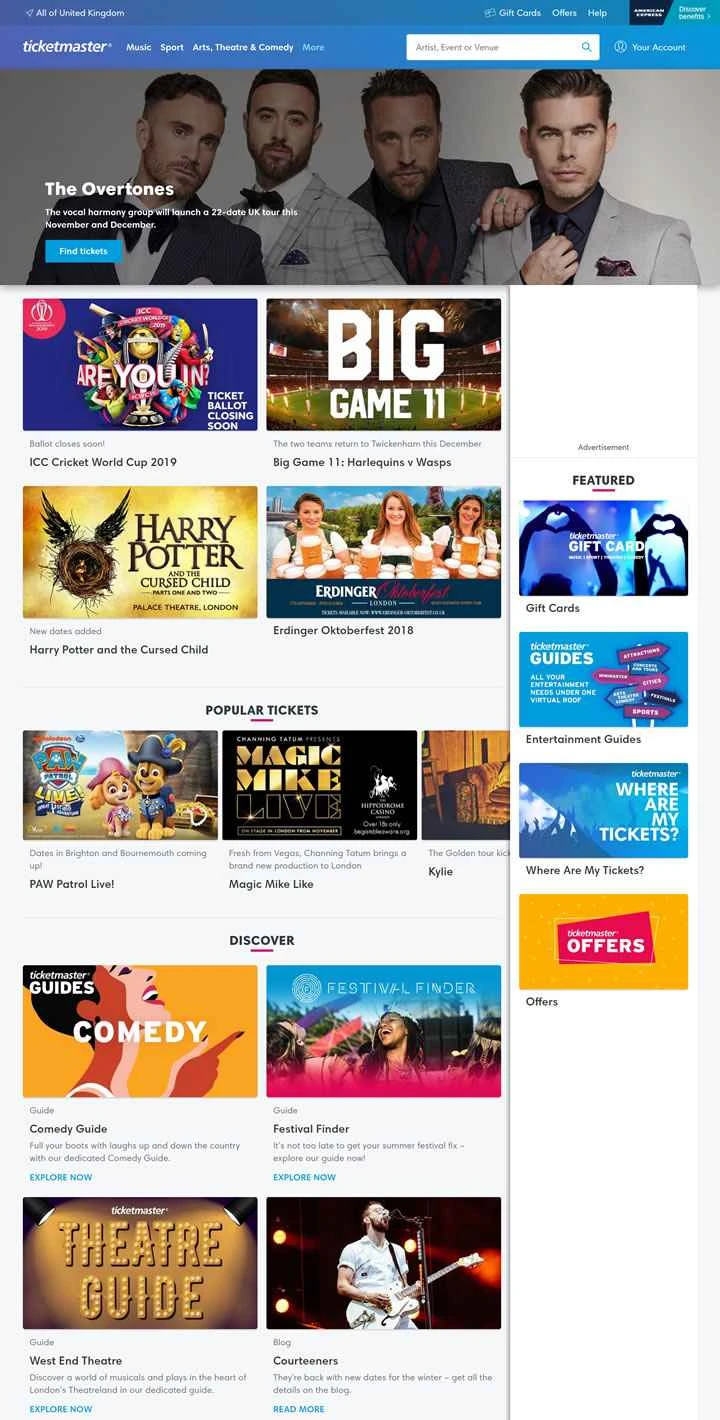 チケットマスターUK（英国）