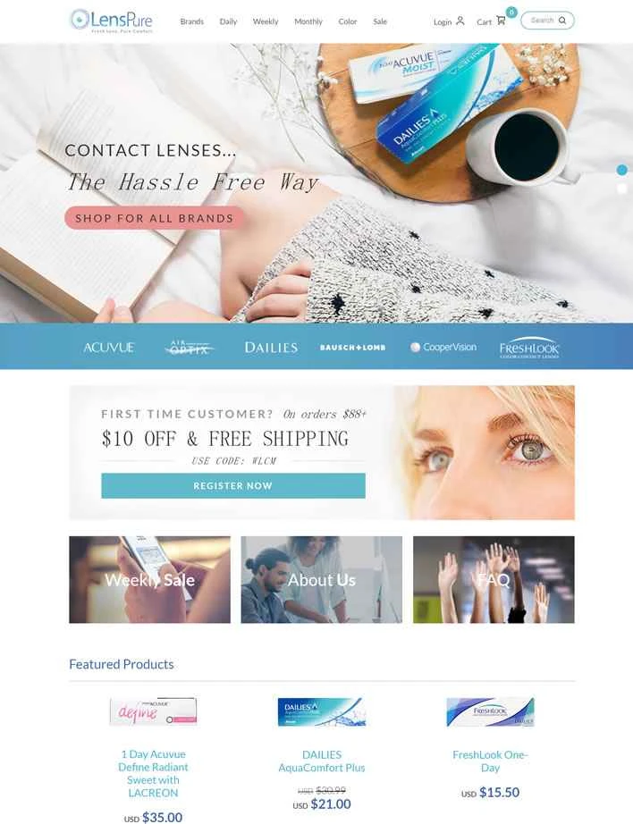 米国のコンタクトレンズ販売店：LensPure