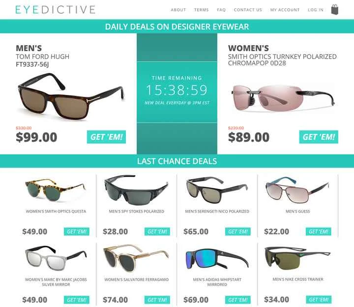 Eyedictive は、米国のデザイナーサングラスの割引ウェブサイトです。