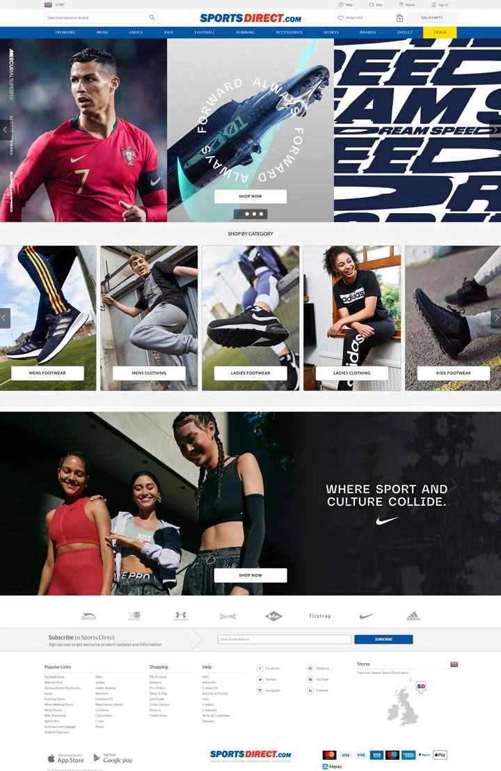 SportsDirect.com は、英国最大のスポーツ用品小売業者です。