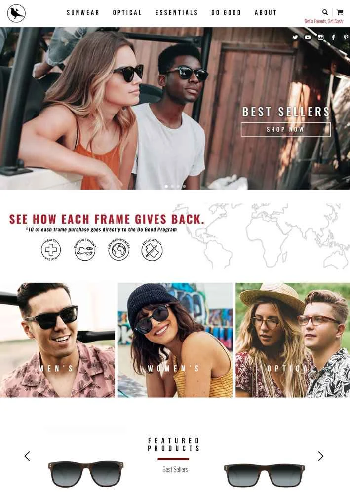 持続可能な木材、環境に優しいアルミニウム製サングラス：Proof Eyewear