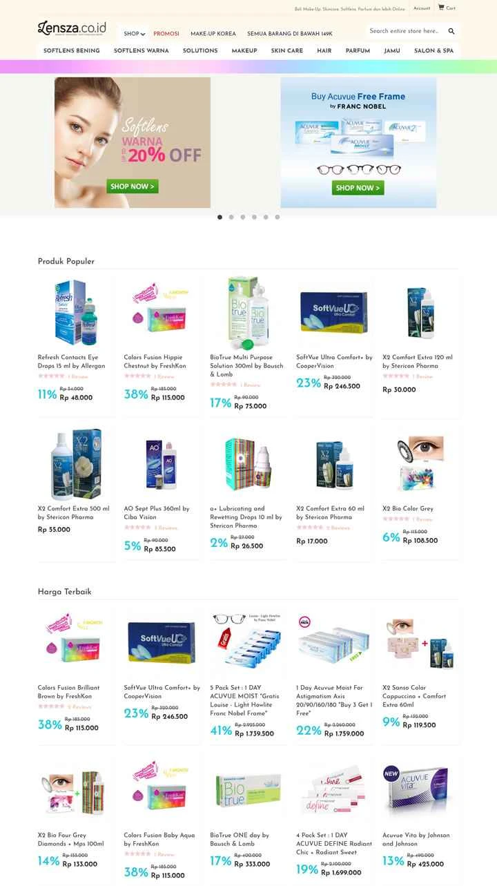 インドネシアのオンラインコンタクトレンズ購入ウェブサイト：Lensza.co.id
