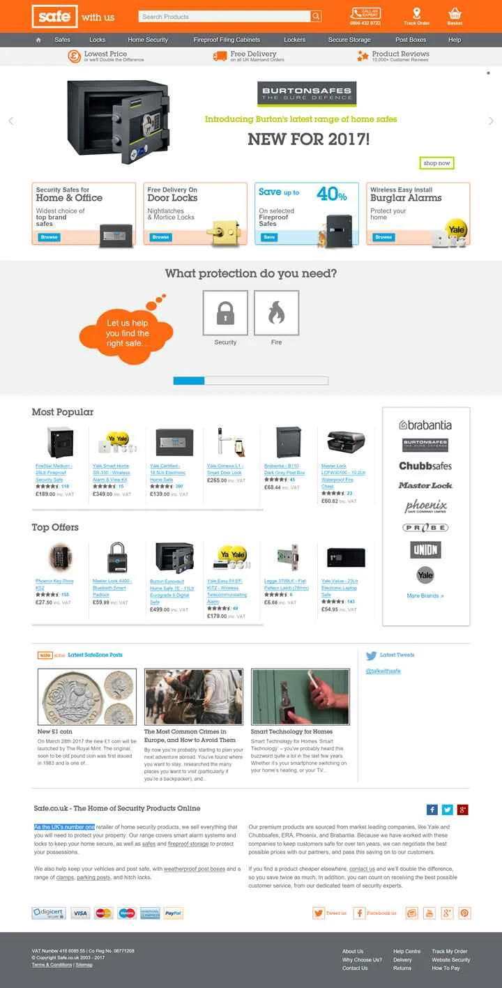 安全製品を販売する英国を拠点とするオンライン ストア、The Safe Shop。