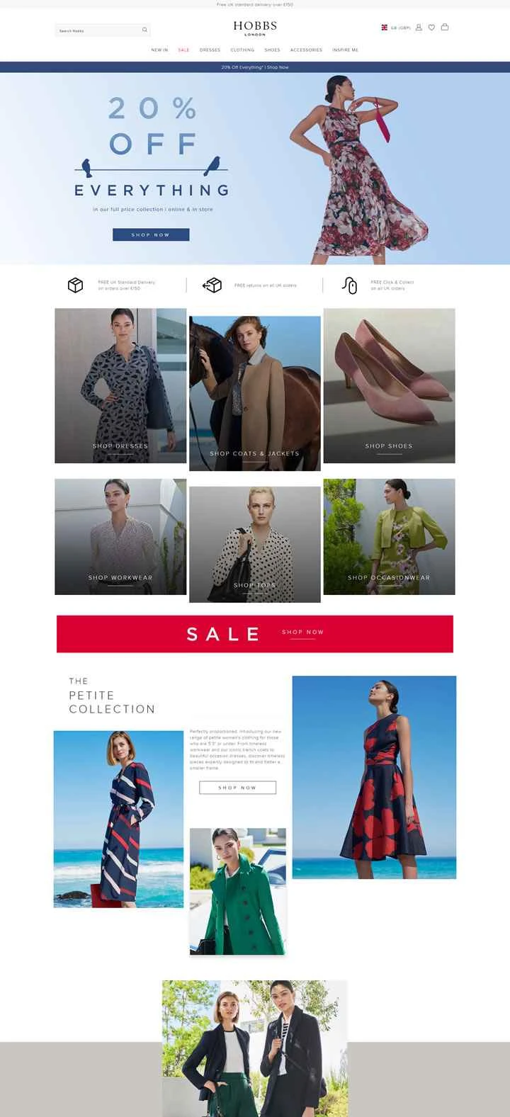 Hobbs公式サイト：英国の高級女性ファッション