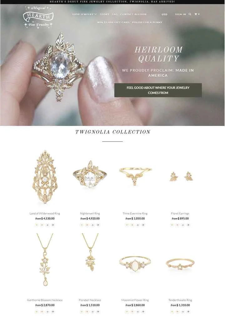 ニューヨーク州の才能ある金細工師集団によって作られたHearth Jewelry