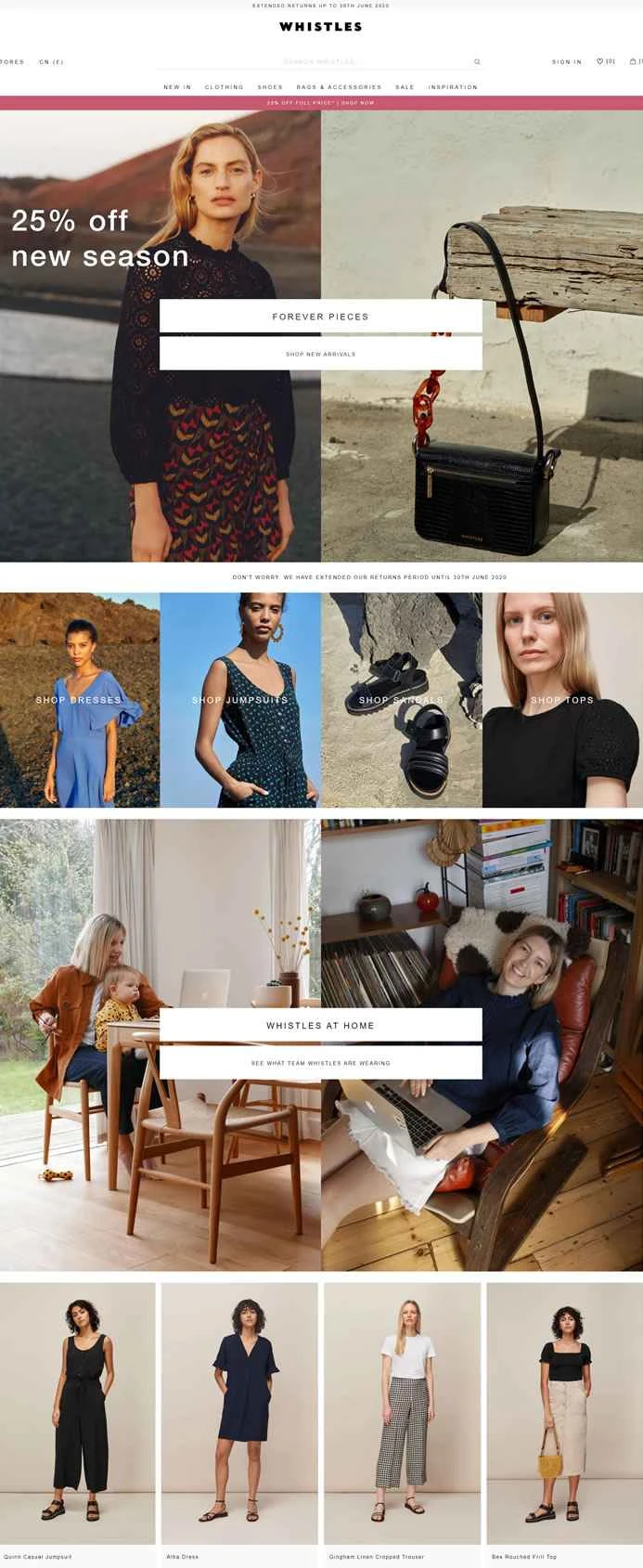 ホイッスルズ公式サイト：イギリスの女性服ブランド