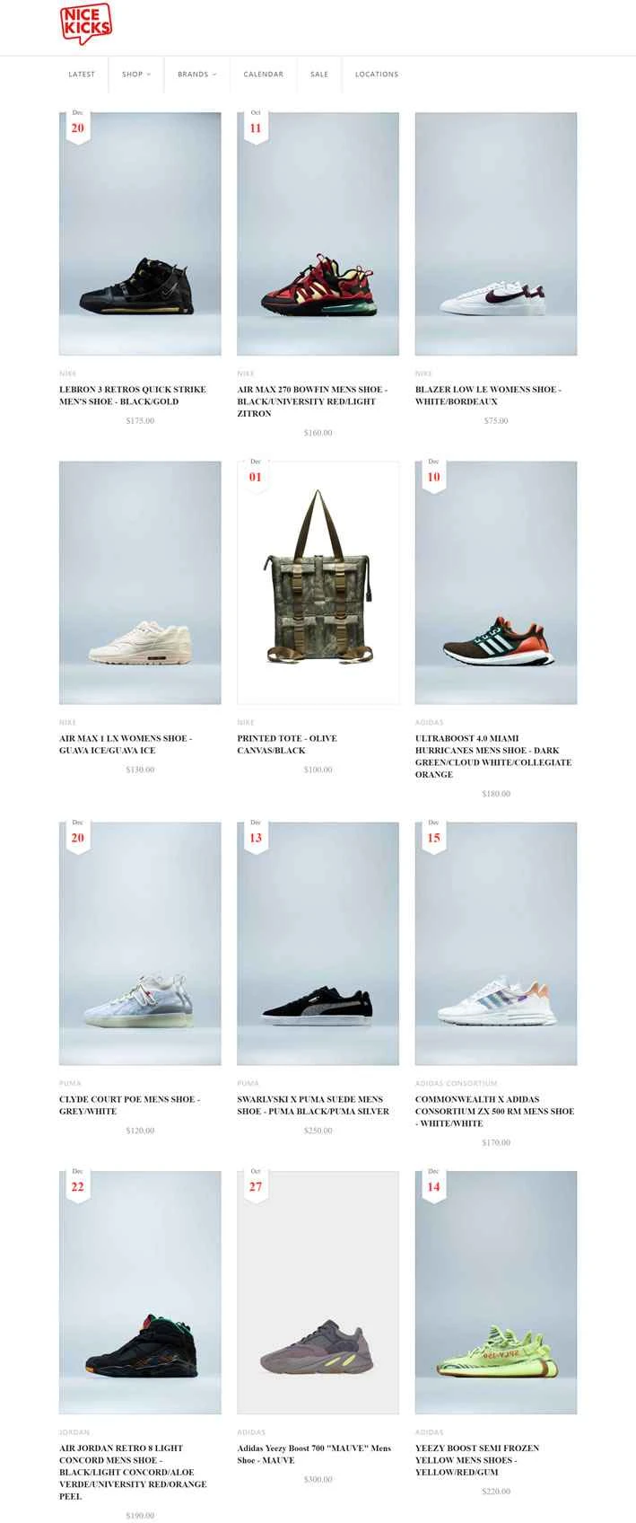 Nice Kicksオンラインストア：ShopNiceKicks.com