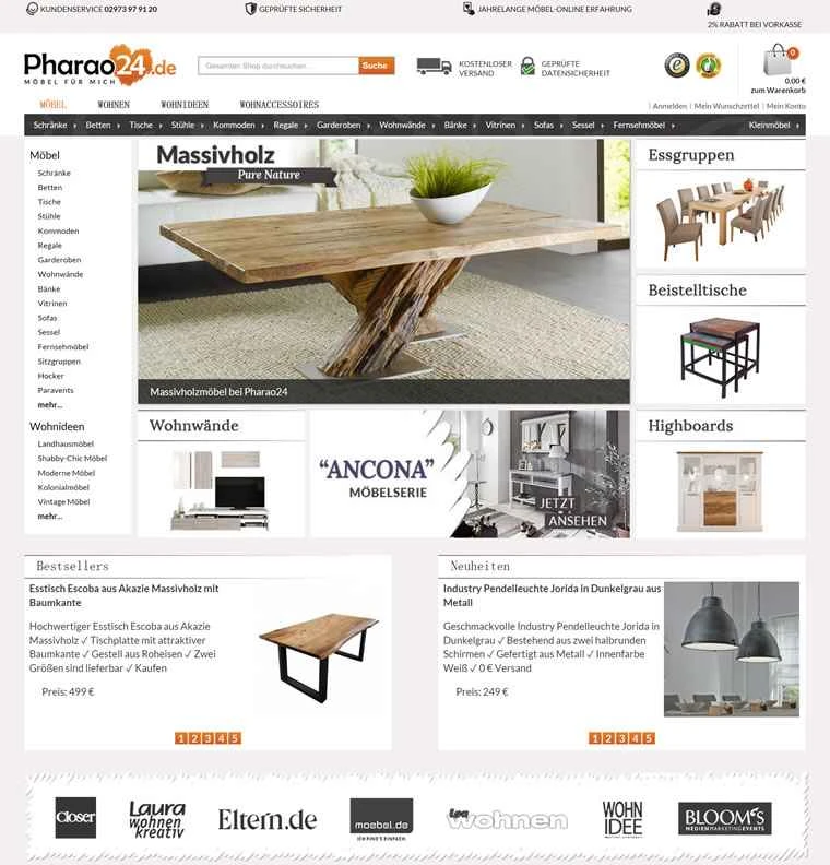 ドイツの大型家具店：Pharao24.de