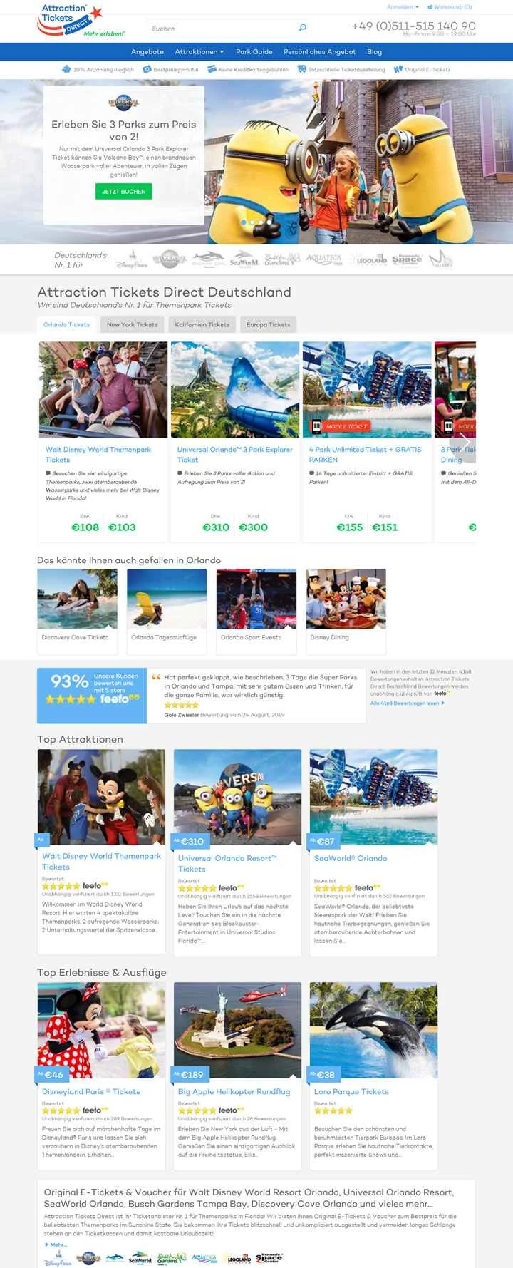 アトラクションチケットダイレクト、ドイツNo.1テーマパークチケットウェブサイト