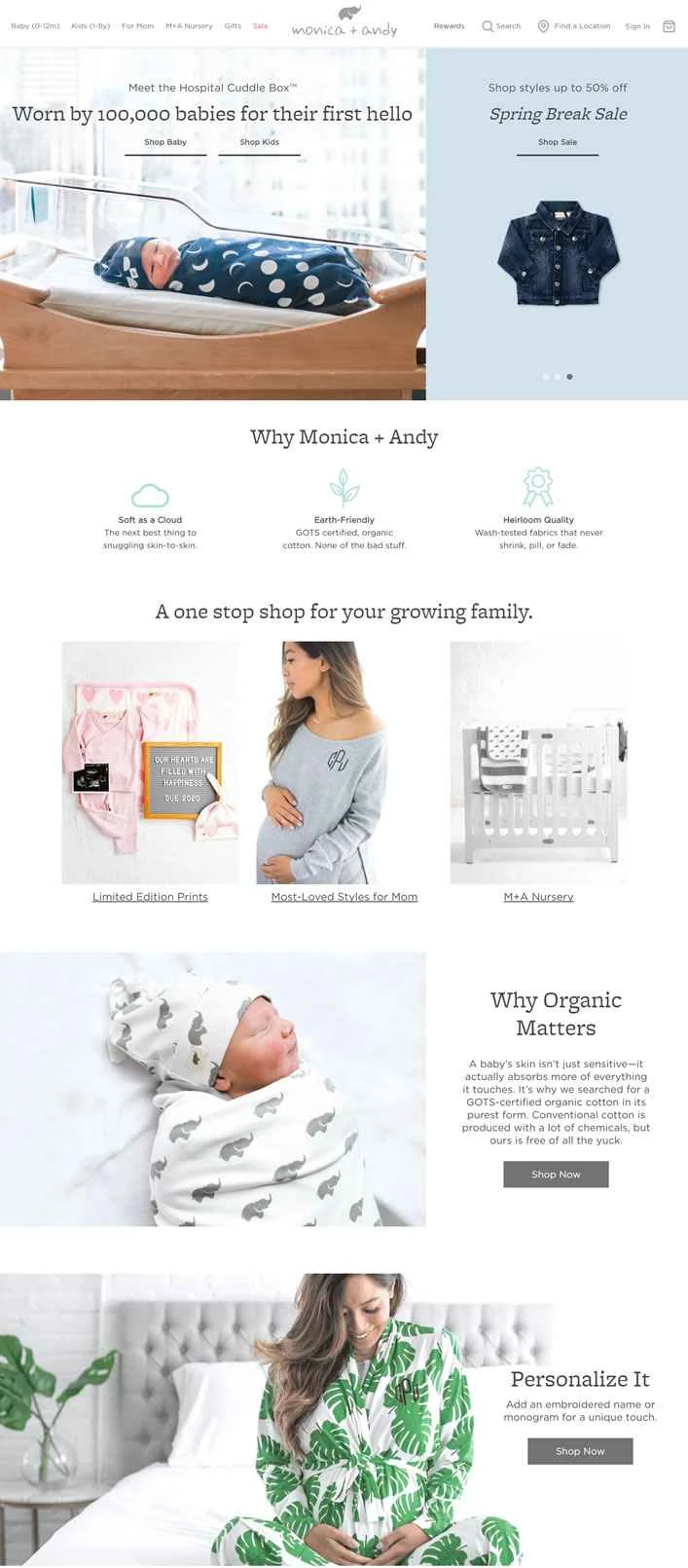 オーガニックベビーブランケットと服：モニカ＋アンディ