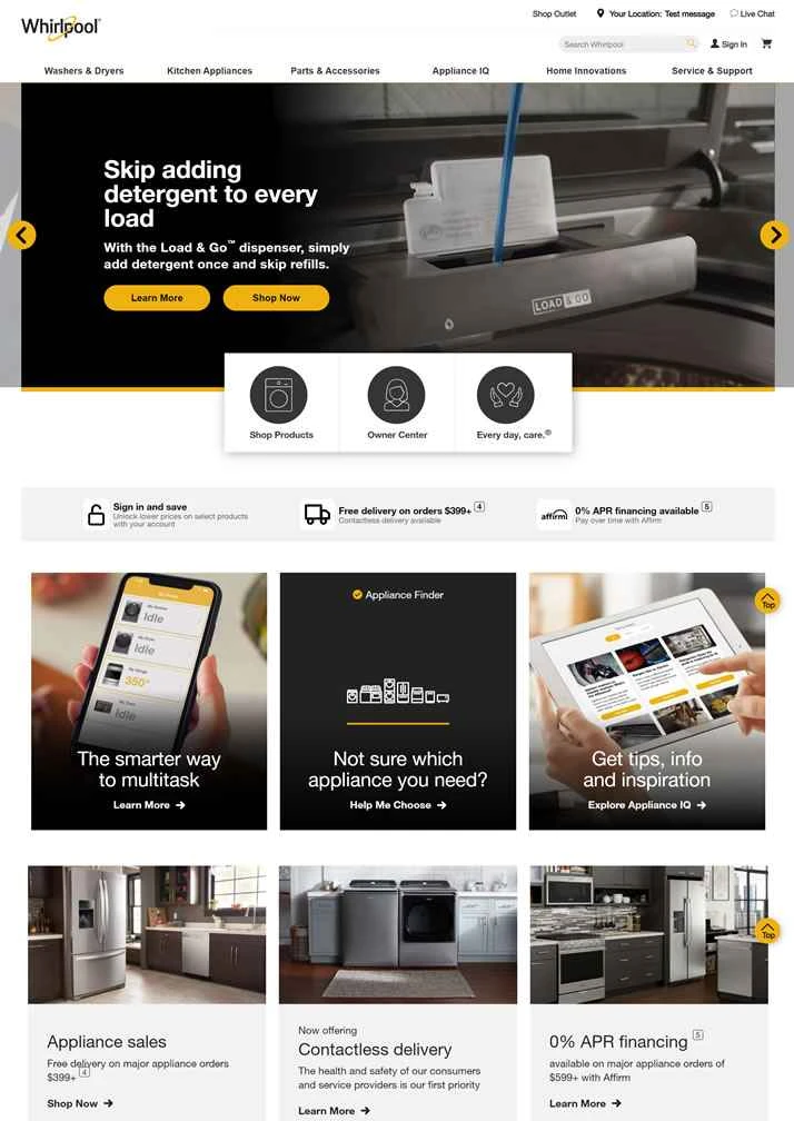 Whirlpoolの米国ウェブサイト：Whirlpool.com