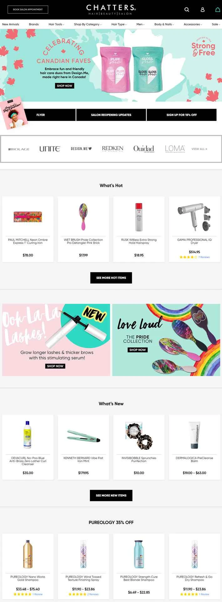 Chatters、カナダのヘアケア製品専門ショッピングサイト