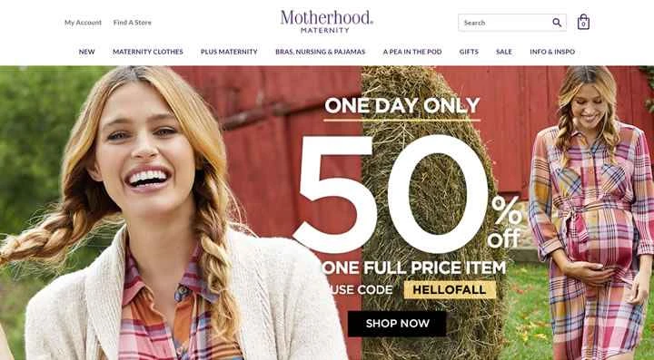 米国を拠点とするマタニティ衣料のオンラインストア、Motherhood Maternity。