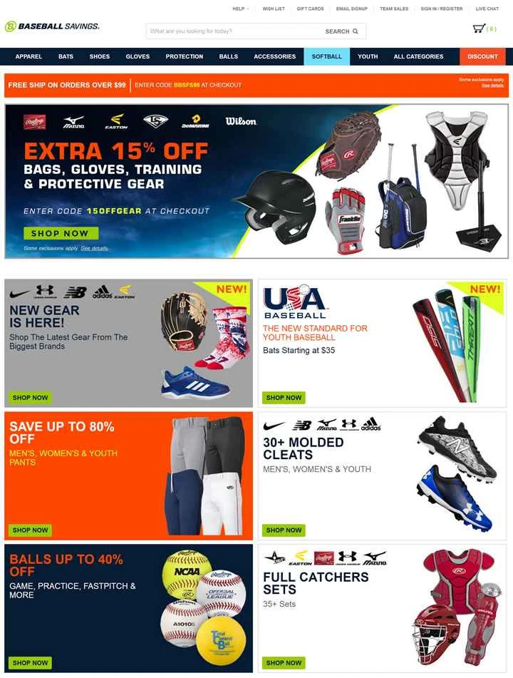 米国の野球用具・用品店、Baseball Savings。