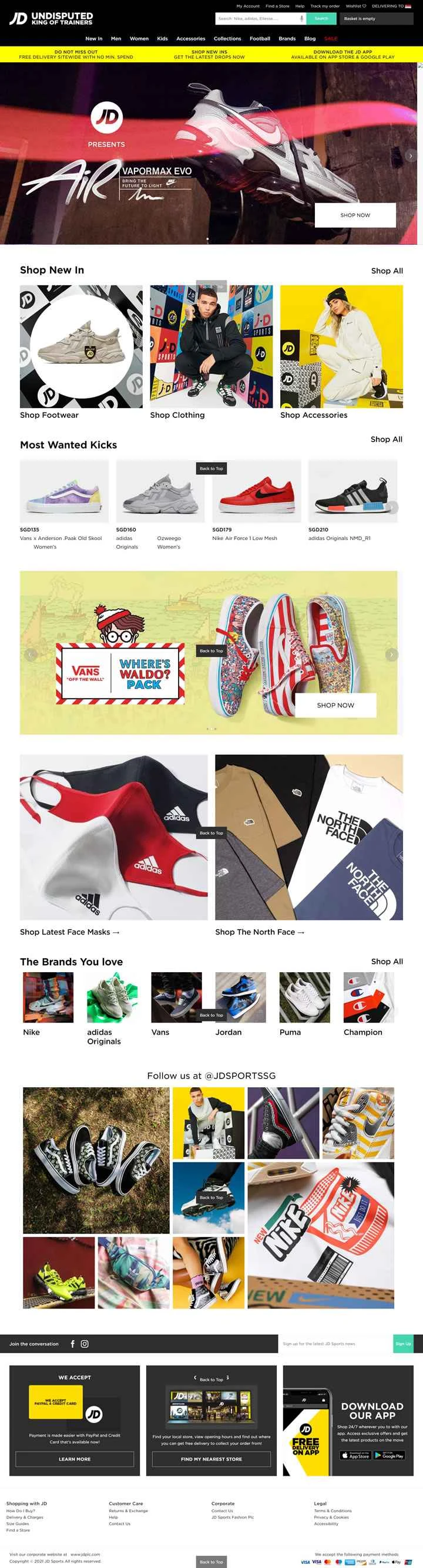 JD Sports Singapore: 英国を代表するスポーツシューズとスポーツファッションの小売業者。