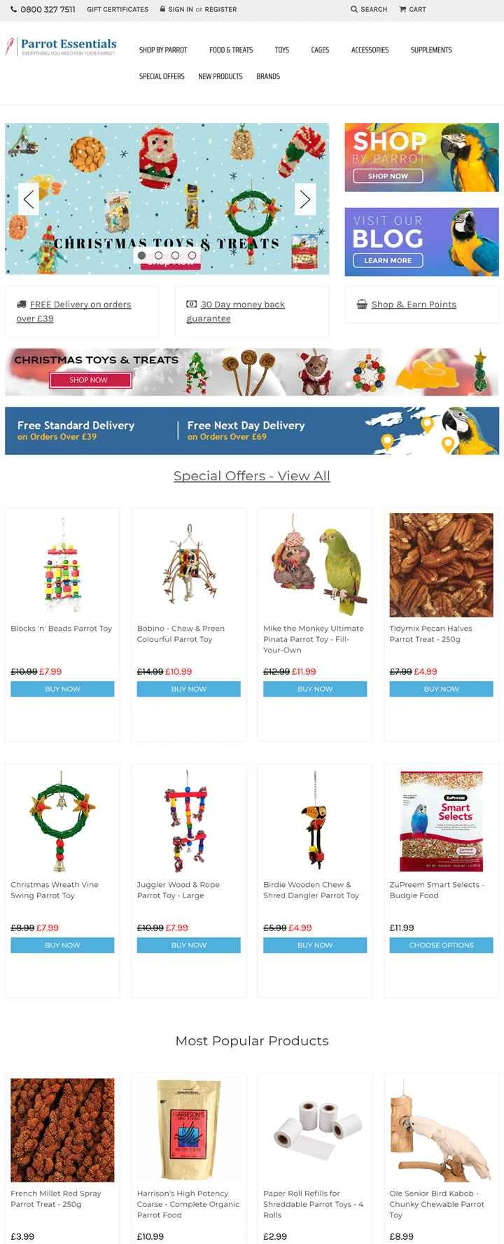 Parrot Essentials（英国のオウム専門店）