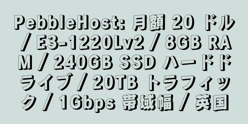 PebbleHost: 月額 20 ドル / E3-1220Lv2 / 8GB RAM / 240GB SSD ハードドライブ / 20TB トラフィック / 1Gbps 帯域幅 / 英国