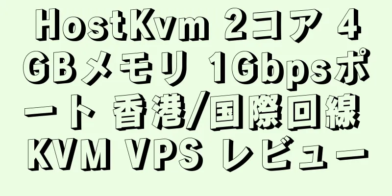 HostKvm 2コア 4GBメモリ 1Gbpsポート 香港/国際回線 KVM VPS レビュー